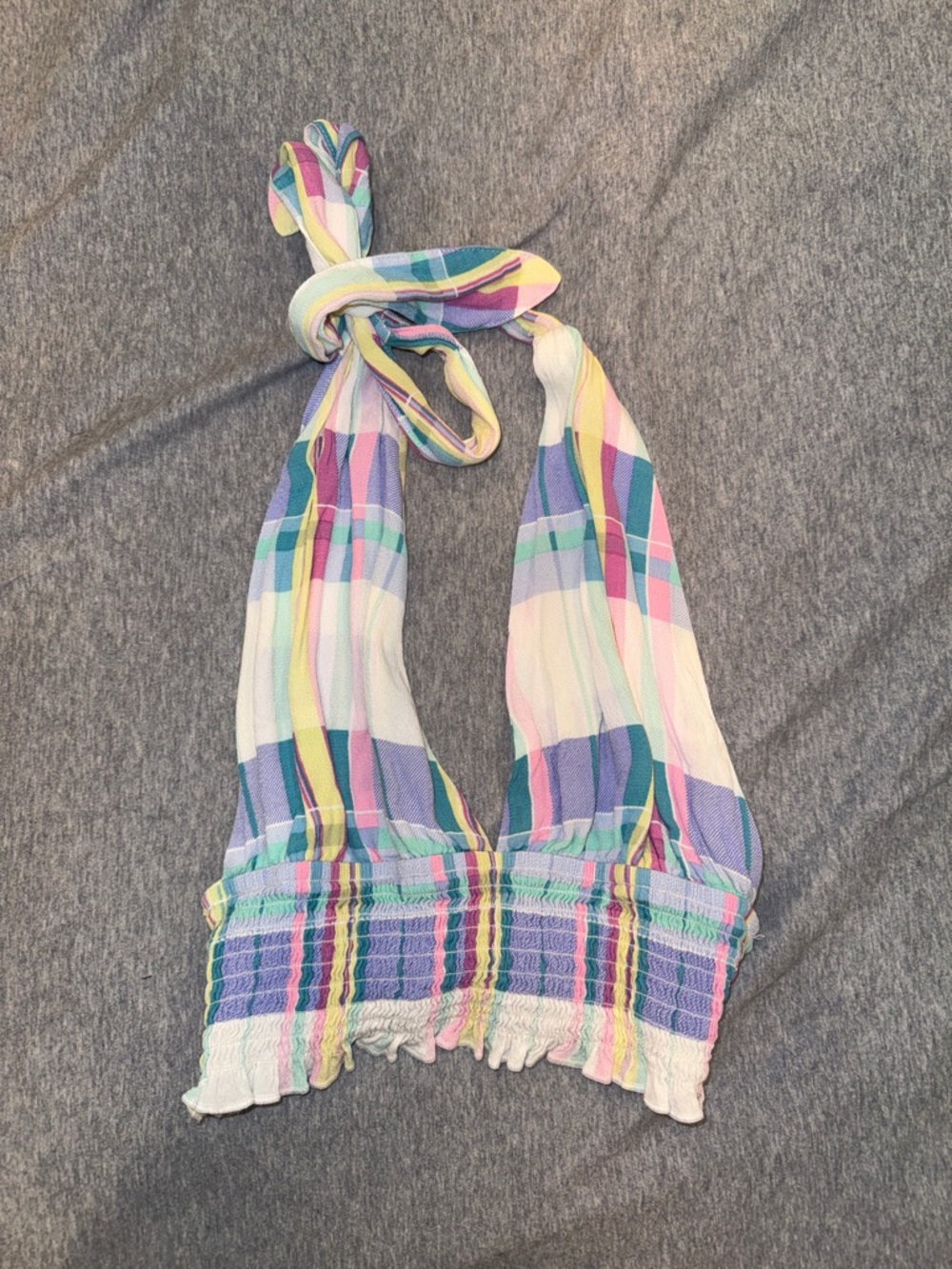 Pastel Plaid Halter Crop Top
